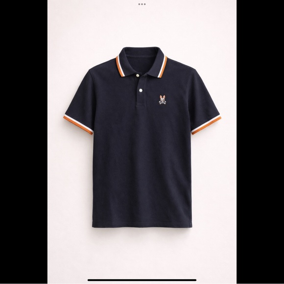 Psycho Bunny Other - Psycho Bunny Polo Shirt Men’s Small Navy Pima Cotton Orange Trim Skull Logo